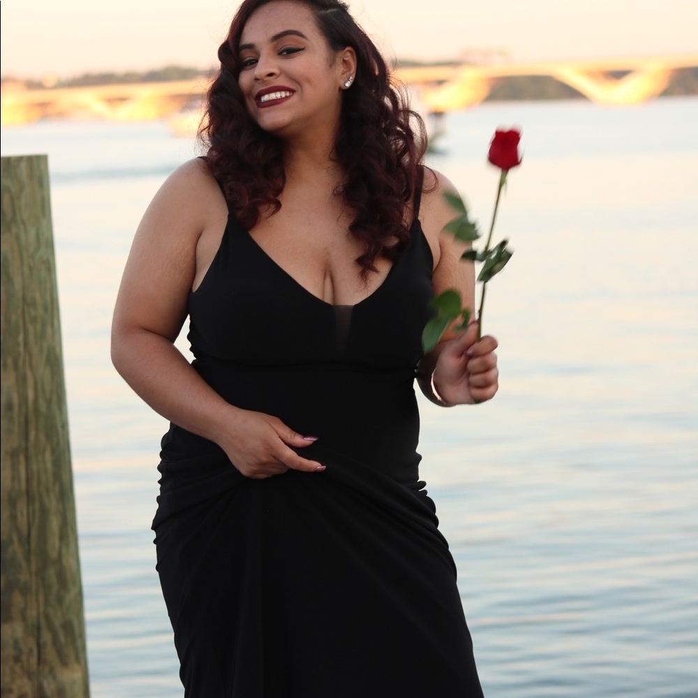 Black Calvin Klein prom dress